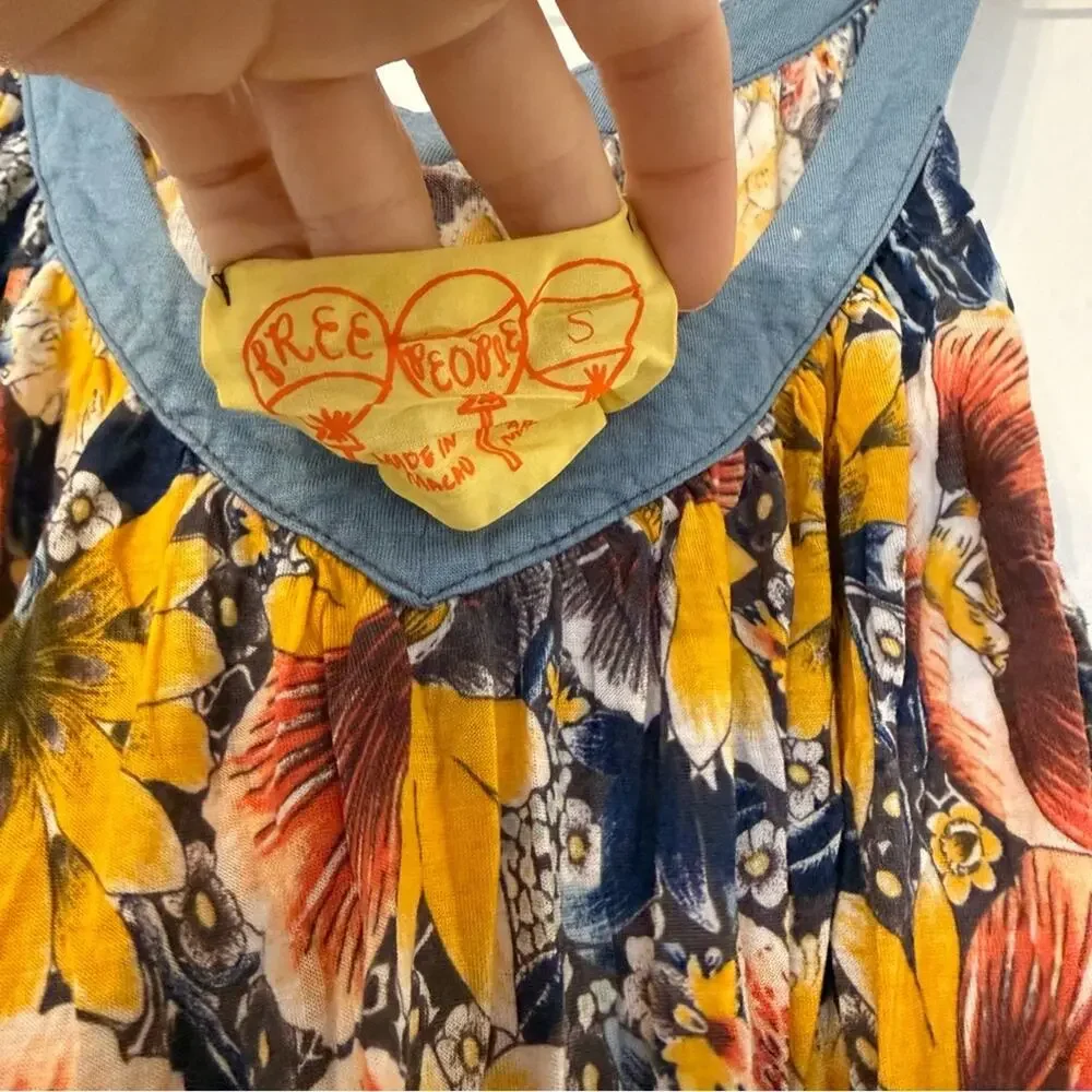 Free People Floral Tank Top - Blue and Yellow - Picture 2 of 6